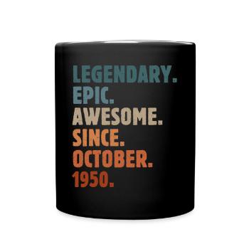 1950 October Vintage Birthday Gift - Full Colour Mug - black - Front