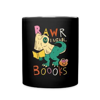 Professeur de lecture Halloween T-rex Ghost Avec Livre - Mug uni - noir - Devant