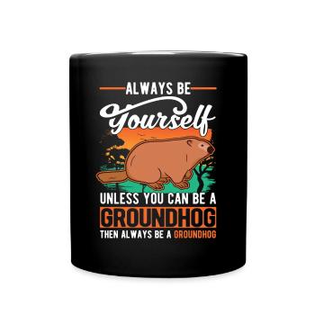 Murmeltier Groundhog Marmot Waldmurmeltier - Full Colour Mug - black - Front