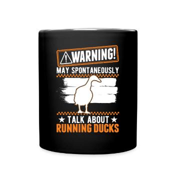 Warning Running Bottle Duck Running Duck - Full Colour Mug - black - Front
