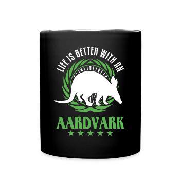 Life is better with an Aardvark Erdferkel - Full Colour Mug - black - Front