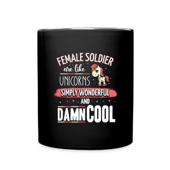 Soldiers are like unicorns Female soldier - Tasse einfarbig - Schwarz - Vorne
