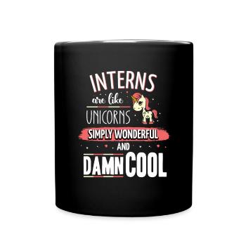 Interns are like unicorns internship - Tasse einfarbig - Schwarz - Vorne