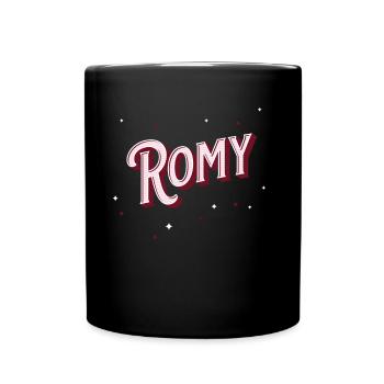 Romy Namen personalisiert - Tasse einfarbig - Schwarz - Vorne