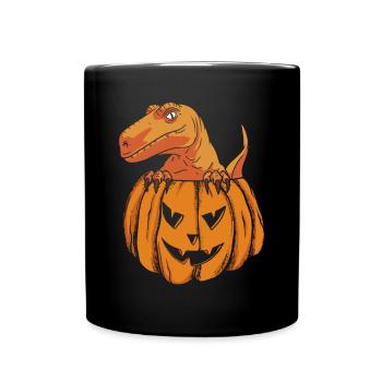 Halloween Pumpkin Dino Halloween Dinosaur Pumpkin - Full Colour Mug - black - Front