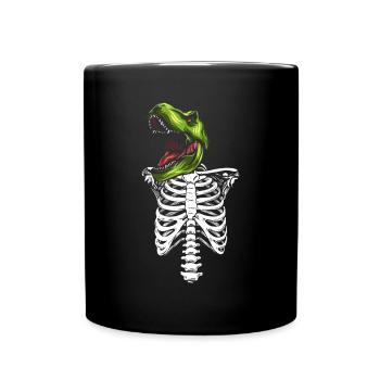 Halloween Dino Skeleton I Funny Halloween Dinosaur - Full Colour Mug - black - Front