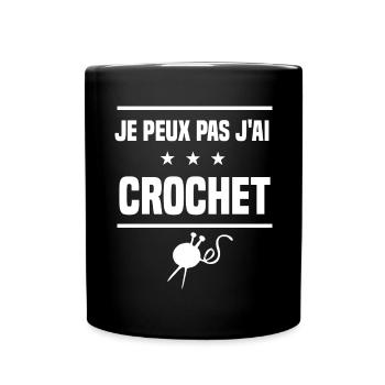 je peux pas j'ai crochet laine humour couture - Mug uni - noir - Devant