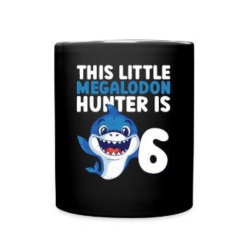 Ce petit chasseur de mégalodon a 6 ans - - Mug uni - noir - Devant