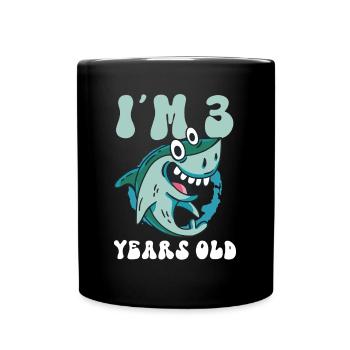 This little megalodon hunter is 3 - - Full Colour Mug - black - Front