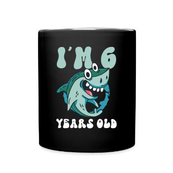 Ce petit chasseur de mégalodon a 6 ans - - Mug uni - noir - Devant