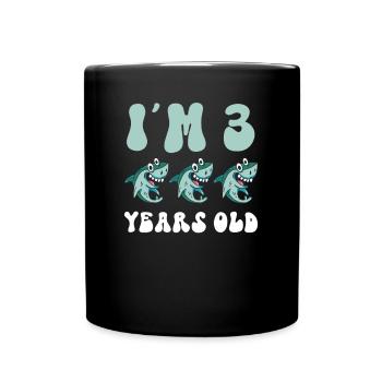 This little megalodon hunter is 3 - - Full Colour Mug - black - Front