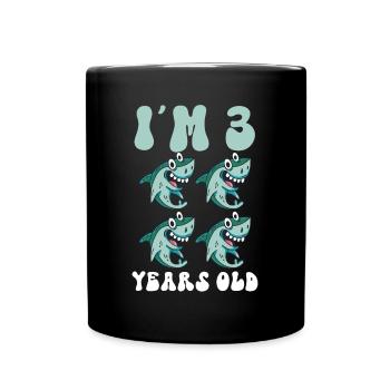 Ce petit chasseur de mégalodon a 4 ans - - Mug uni - noir - Devant