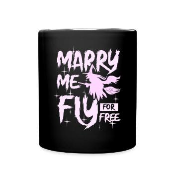 Marry me fly pour halloween sorcière gratuite - Mug uni - noir - Devant