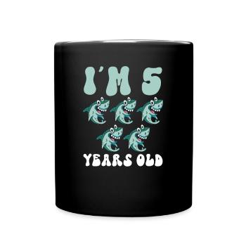 Ce petit chasseur de mégalodon a 5 ans - - Mug uni - noir - Devant