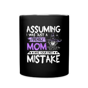 Friendly mom halloween saying - Full Colour Mug - black - Front
