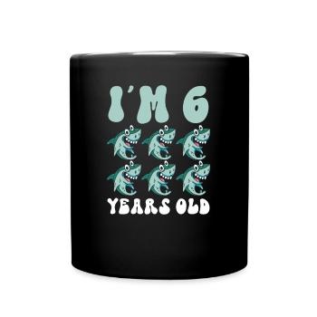 Ce petit chasseur de mégalodon a 6 ans - - Mug uni - noir - Devant