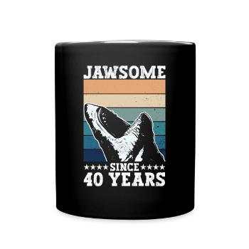 Jawsome seit 40 Jahren - Megalodon-Hai 40. - Tasse einfarbig - Schwarz - Vorne