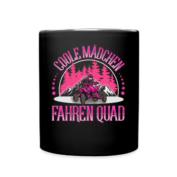Quad ATV Offroad Quadfahrerin - Tasse einfarbig - Schwarz - Vorne