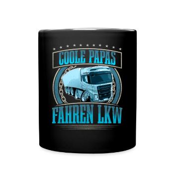 LKW Fahrer Papa Vater Vatertag - Tasse einfarbig - Schwarz - Vorne