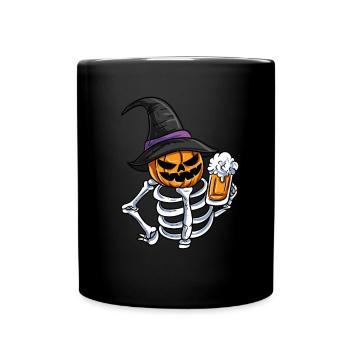 Skeleton Pumpkin Face - Full Colour Mug - black - Front