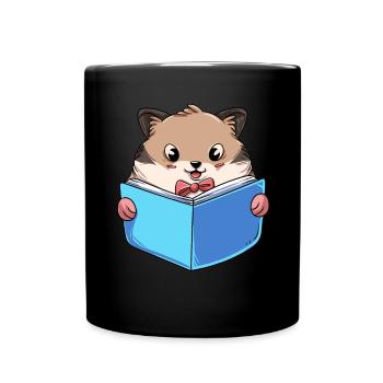 Hamster Lesebuch - Tasse einfarbig - Schwarz - Vorne