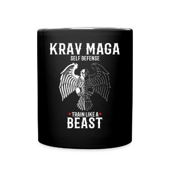 Krav Maga Eagle - Trainieren wie eine Bestie - - Tasse einfarbig - Schwarz - Vorne