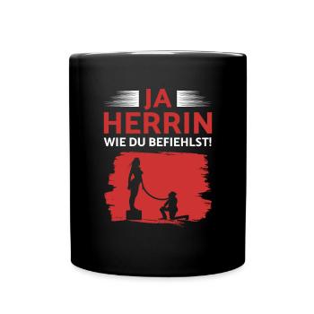 Ja Herrin - Femdom Dominanz Sklave BDSM Sub Devot - Tasse einfarbig - Schwarz - Vorne