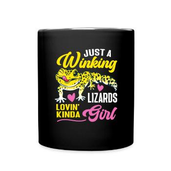 Leopard Gecko Lizard Reptiles Herpetologist - Full Colour Mug - black - Front