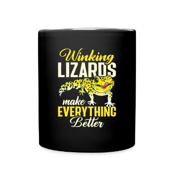 Leopard Gecko Lizard Reptiles Herpetologist - Full Colour Mug - black - Front