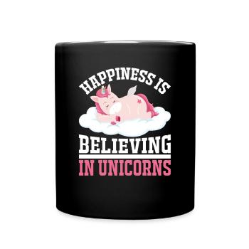 Le bonheur, c’est croire en la licorne licorne - Mug uni - noir - Devant