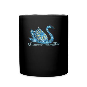 Mandala Schwan Geometrisches Muster Kunst - Tasse einfarbig - Schwarz - Vorne