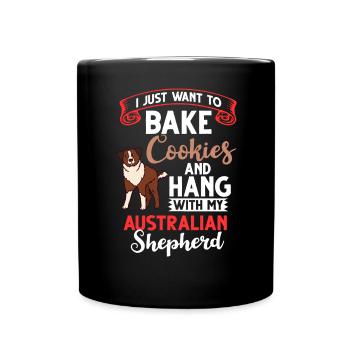 Australian Shepherd Weihnachten Hund Welpe - Tasse einfarbig - Schwarz - Vorne