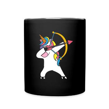Dabbing Einhorn Bogenschießen - Tasse einfarbig - Schwarz - Vorne
