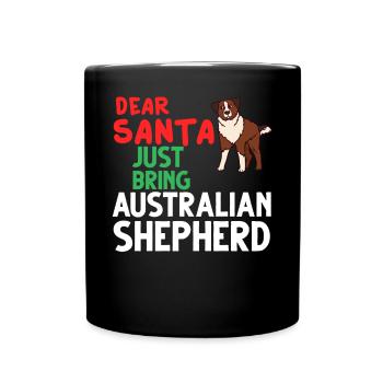 Australian Shepherd Weihnachten Hund Welpe - Tasse einfarbig - Schwarz - Vorne