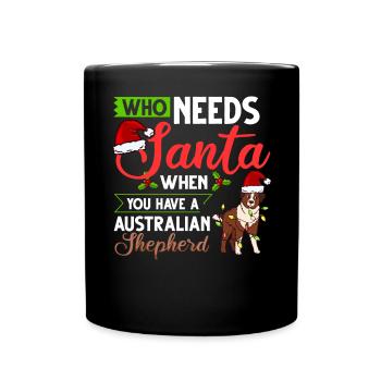 Australian Shepherd Weihnachten Hund Welpe - Tasse einfarbig - Schwarz - Vorne