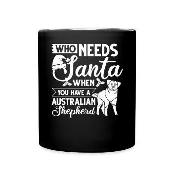 Australian Shepherd Weihnachten Hund Welpe - Tasse einfarbig - Schwarz - Vorne