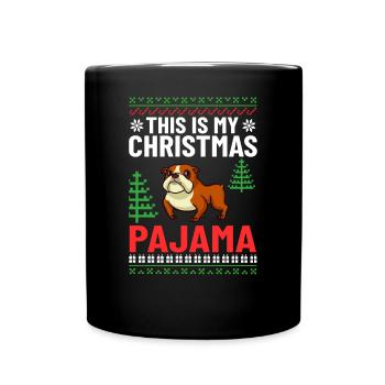Chien Bulldog anglais Chiots Noël - Mug uni - noir - Devant