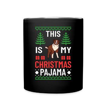 Australian Shepherd Weihnachten Hund Welpe - Tasse einfarbig - Schwarz - Vorne
