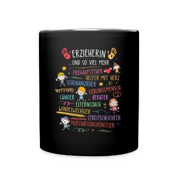 Erzieherin - Tasse einfarbig - Schwarz - Vorne