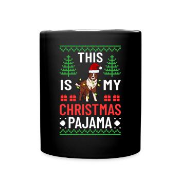 Australian Shepherd Weihnachten Hund Welpe - Tasse einfarbig - Schwarz - Vorne
