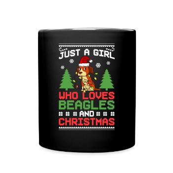 Beagle Dog Puppy Owner Lover Christmas - Full Colour Mug - black - Front
