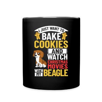 Beagle Dog Puppy Owner Lover Christmas - Full Colour Mug - black - Front