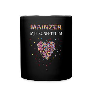 Mainzer Konfetti im Herz Karneval Fasnacht Mainz - Tasse einfarbig - Schwarz - Vorne