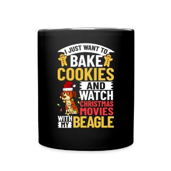 Beagle Dog Puppy Owner Lover Christmas - Full Colour Mug - black - Front