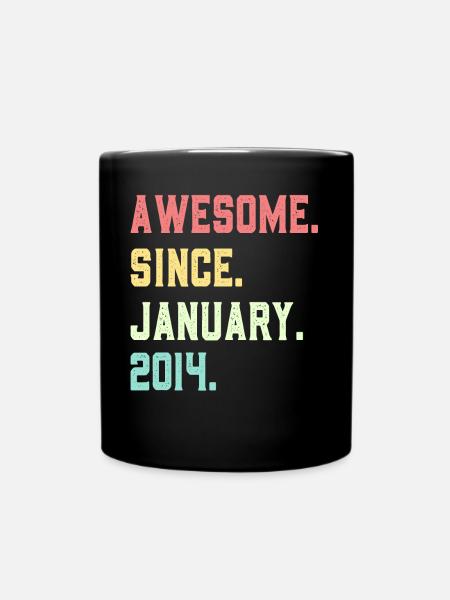 Awesome since January 2014 - Full Colour Mug - black