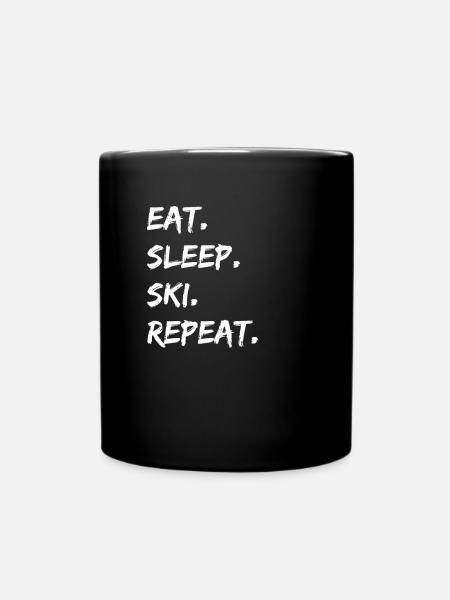 Ski - eat. Sleep. ski. repeat. - Full Colour Mug - black