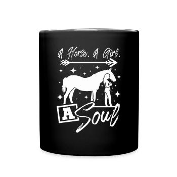 Un cheval une fille une amoureuse des chevaux d’âme - Mug uni - noir - Devant