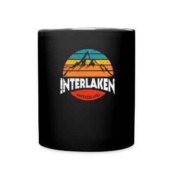 Schweiz Interlaken Schweizer Swiss Alpen Geschenk - Tasse einfarbig - Schwarz - Vorne