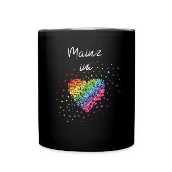 Mainz im Herz Karneval Fasching LGBTQ Regenbogen - Tasse einfarbig - Schwarz - Vorne