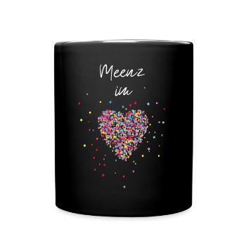 Meenz im Herz Karneval Fasching Fasnacht Mainz - Tasse einfarbig - Schwarz - Vorne